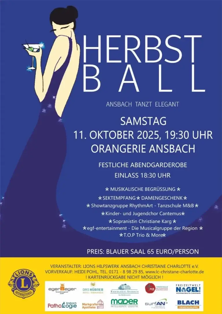 Plakat Herbstball 2025 in der Orangerie Ansbach